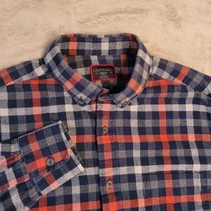 UNTUCKit Mens Sz M Long Sleeve Flannel Button Up Shirt Red Blue Slim Fit Cotton